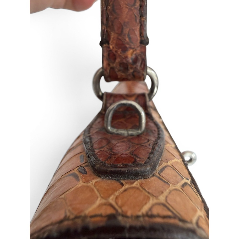 Miu Miu Python Patchwork Top Handle Crossbody Bag Brown - Picture 10 of 14